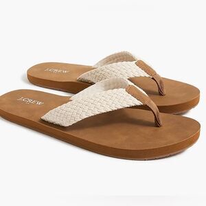 J. Crew Tan and Cream Flip-Flop Sandals with Braided Straps EUC